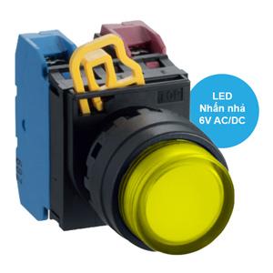 Nút nhấn nhả có đèn IDEC YW1L-M2E11Q2Y 6VAC/DC D22 1NO+1NC (Vàng)