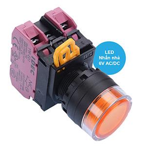 Nút nhấn nhả có đèn IDEC YW1L-MF2E02Q2A 6VAC/DC D22 2NC (Hổ phách)