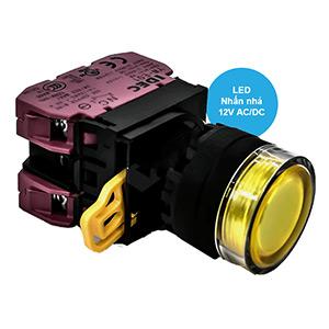 Nút nhấn nhả có đèn IDEC YW1L-MF2E02Q3Y 12VAC/DC D22 2NC (Vàng)