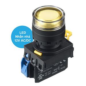 Nút nhấn nhả có đèn IDEC YW1L-MF2E10Q3Y 12VAC/DC D22 1NO (Vàng)