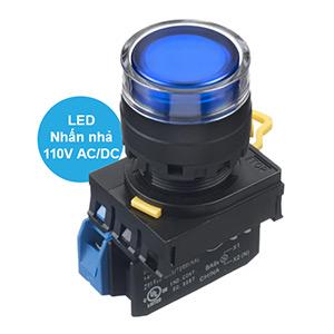 Nút nhấn nhả có đèn IDEC YW1L-MF2E10QHS 110VAC D22 1NO (Xanh)