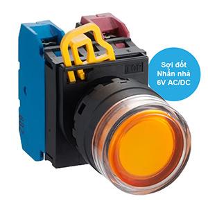 Nút nhấn nhả có đèn IDEC YW1L-MF2E11Q5A 6VAC/DC D22 1NO+1NC (Hổ phách)