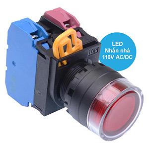 Nút nhấn nhả có đèn IDEC YW1L-MF2E11QHR 110VAC D22 1NO+1NC (Đỏ)