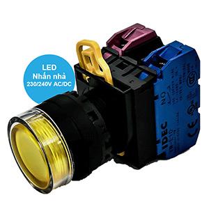 Nút nhấn nhả có đèn IDEC YW1L-MF2E11QM3Y 220VAC D22 1NO+1NC (Vàng)