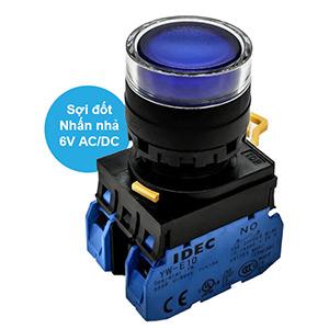 Nút nhấn nhả có đèn IDEC YW1L-MF2E20Q5S 6VAC/DC D22 2NO (Xanh)