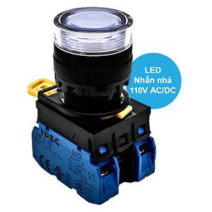 Nút nhấn nhả có đèn IDEC YW1L-MF2E20QHW 110VAC D22 2NO (Trắng)