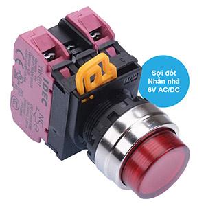 Nút nhấn nhả có đèn IDEC YW4L-M2E02Q5R 6VAC/DC D22 2NC (Đỏ)