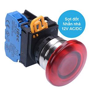 Nút nhấn nhả có đèn IDEC YW4L-M4E10Q6R 12VAC/DC D22 1NO (Đỏ)