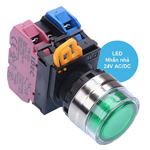 Nút nhấn nhả có đèn IDEC YW4L-MF2E11Q4G 24VAC/DC D22 1NO+1NC (Xanh)