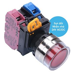 Nút nhấn nhả có đèn IDEC YW4L-MF2E11Q7R 24VAC/DC D22 1NO+1NC (Đỏ)