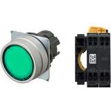 Nút nhấn nhả có đèn OMRON A22NL-MNM-TGA-P100-GE 220VAC D22/25 1NO (Xanh)