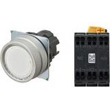 Nút nhấn nhả có đèn OMRON A22NL-MNM-TWA-P102-WE 220VAC D22/25 1NO+1NC (Trắng)